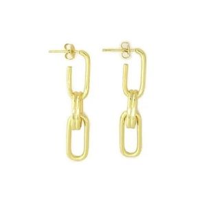 Maya J 14k Gold Overlay Paperclip Earrings Water Proof Double Link Earrings NEW